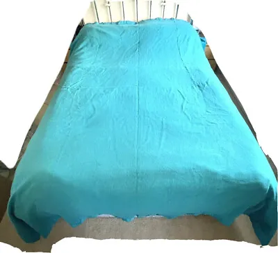 £65 • Buy Blue Vintage Merino Wool Blanket Throw England King Size 92 X85 Inches Vw Camper