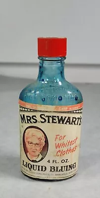 Vintage 4 Oz Mrs. Stewart's Liquid Bluing  Bottle 1/4 Full 1969  • $16.99