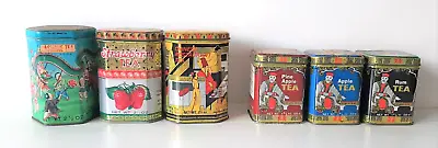 Vintage Hong Kong Kwong Sang Tea Co. Tin Cans Lot Of 6 Strawberry Jasmine Apple • $39.99