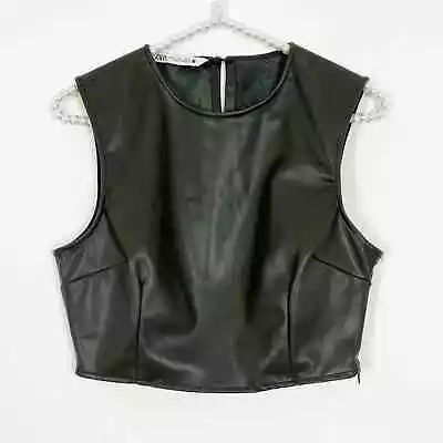 Zara Faux Leather Cropped Tank Brown Size Small • $24.99