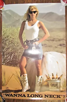 Miller Genuine Draft Beer Wanna Long Neck Poster 20x30 T-shirt Skirt Girl 1990's • $19.95