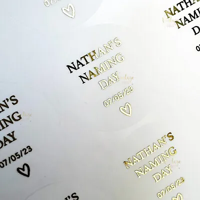 Personalised Naming Day Stickers Naming Day Ceremony Naming Day Foil Stickers • £0.99