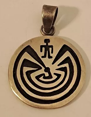 Handmade SOUTHWESTERN Sterling Silver MAN IN THE MAZE Necklace Pendant NICE • $50