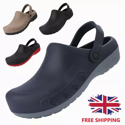 Full Kitchen Clogs Black Blue Chefs Shoes Safety Footwear Garden Hospital Mules • £24.49