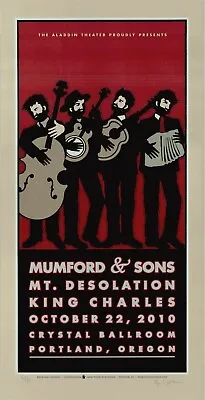 MINT & SIGNED Mumford & Sons 2010 Portland Gary Houston Poster 44/135 • $99.99