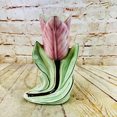 Vtg Tulip Vase Planter Ceramic Made In Portugal 9.5 H • $11.99