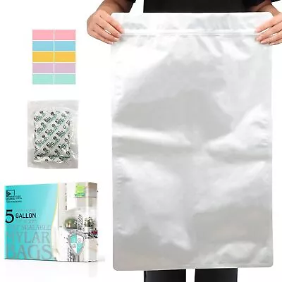 5 Gallon Mylar Bags With 2500CC Oxygen Absorbers And Labels Zipper Resealabl... • $39.88