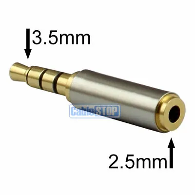 Slim 4 POLE 3.5mm Stereo Jack Plug To Mini 2.5mm Female Socket Adapter • £2.95