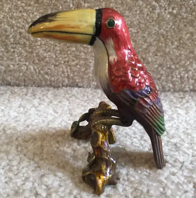 Toucan Parrot Bird Collectible Brass Enamel Crystal Trinket Box FREE SHIPPING • $26.99