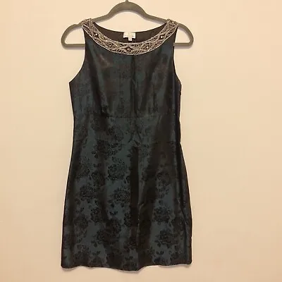 Miguelina Dresses Black And Teal W/ Beaded Collar - Size M • $120