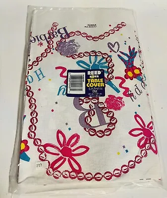 Vintage Reed 1990 Barbie Birthday Paper Tablecover Tablecloth • $17.99
