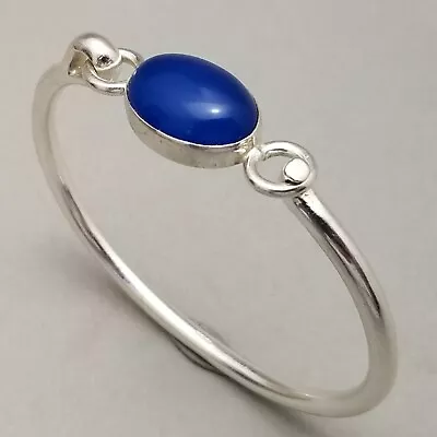 Tianguis Jackson Sterling Silver Blue Chalcedony Bangle Hallmarked Small - 23.9g • £52.99