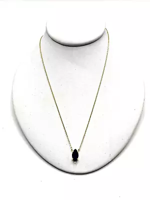 Melinda Maria Gold Tone 18  Necklace With Simulated Sapphire Marquise Stone (M1) • $29.98