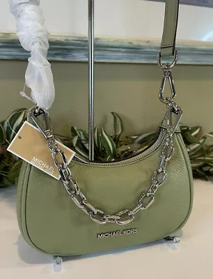 Michael Kors Cora Mini Xs Crossbody Pouchette Bag Shoulder Mk Sage Green Leather • $89.99