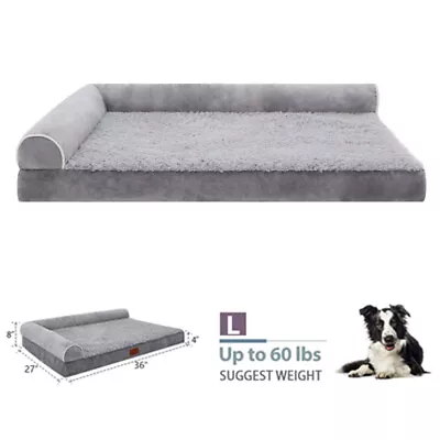 Large Dog Bed Orthopedic Foam 2Side Bolster Pet Sofa 36x27 With Removable Cover • $25.99