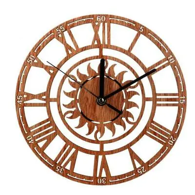 £10.88 • Buy Sun Shaped Roman Digital Wall Clock Wooden Wall Clock Gift Decoration