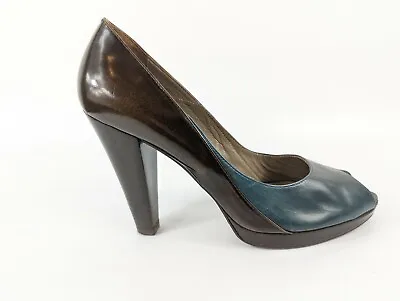 Jaeger Two Tone Leather High Heel Open Toe Shoes Uk 6 Eu 39 • £24.99