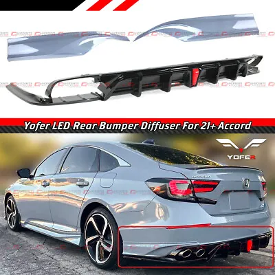 $295.99 • Buy For 18-22 Accord Yofer V2 Led Rear Diffuser+ Sonic Grey Pearl Corner Apron Spats