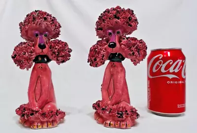 Rare Vintage Lynda Corneille Swak Spagetti Pink Poodle Salt & Pepper Set 7-1/2  • $52