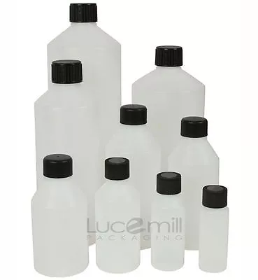 Natural HDPE Plastic Bottles & BLACK SCREW Caps 30ml To 1Litre 24 HOUR DISPATCH • £6.99