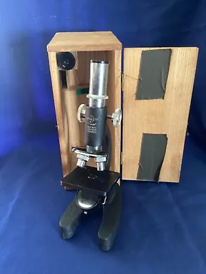Microscope Crescent I-beam /wood Box 2 Lens • $19.99