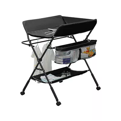 Baby Nappy Changing Table With Wheels And Storage Folding Infant Care Station • £41.99