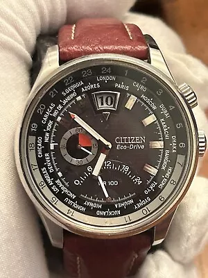 RARE Citizen Eco-Drive Calibre 3000  World Time Date Watch J304-S040540 42mm • $199