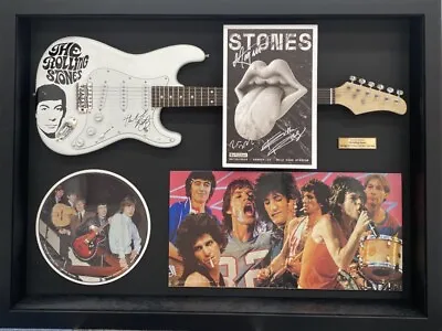 The Rolling Stones MICK JAGGER +RICHARDS +WATTS +WOOD Signed Guitar FRAMED COA • $5995