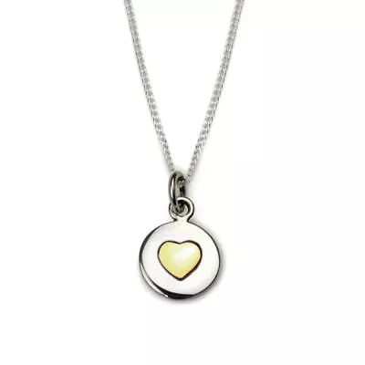 Sterling Silver - Love Circle Necklace - Gold Heart - Tales From The Earth • £35