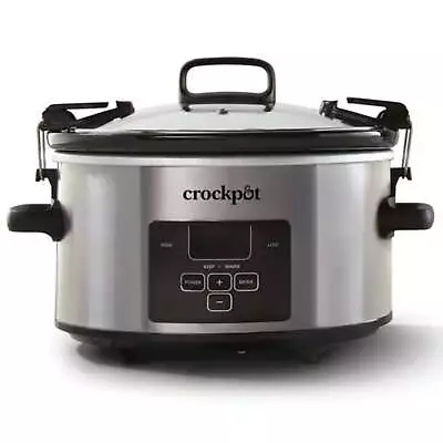 4-Qt Stainless Steel Cook And Carry Programmable Slow Cooker Stoneware Crock Pot • $72.45