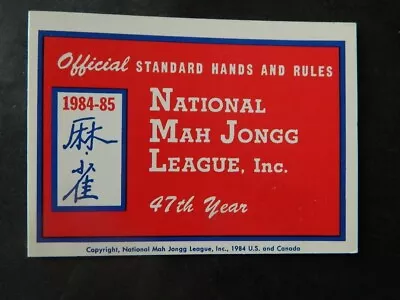 1984-85 National Mah Jongg League Rules  Game Card • $17.95