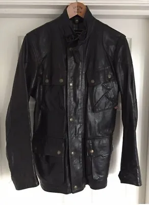 Belstaff Leather Panther Perforated Jacket Small Original Rare Brad Black • £250