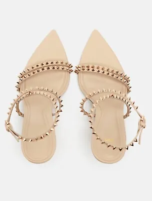 Zara NWT STUDDED Leather Strappy Sandals MSRP $89  1339/110 Size 9 • $59.99