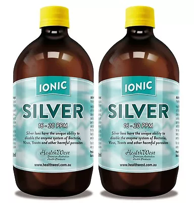 Colloidal/Ionic Silver Positively Charged Germicide 2 X 500ml Glass Bottles   • $80
