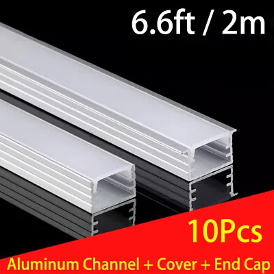 10Pcs 6.6ft Aluminum Channel Track & Cover For LED Strip Lights Mounting Holder • $173.88
