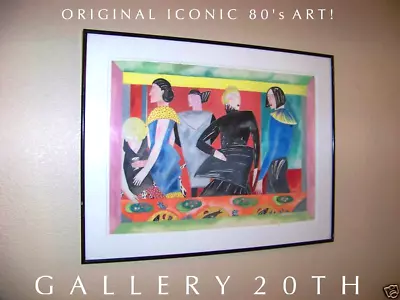 1980's! Super Models Watercolor Painting! Orig. Art Nagel Vtg Designer Fashions • $1900