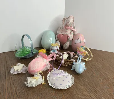 $18.30 • Buy Lot Vintage Chicken Chicks Bunny Rabbit Eggs Easter Basket Home Decor
