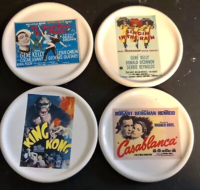 Vintage Classic Movie Film Coasters (4) Ceramic Heavy Cork Backed • $14.95