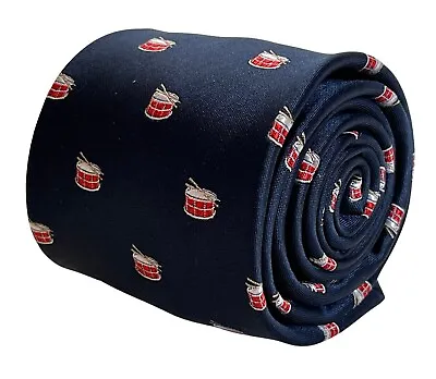 Frederick Thomas Navy Blue Tie With Snare Drum And Drumstick Design • £16