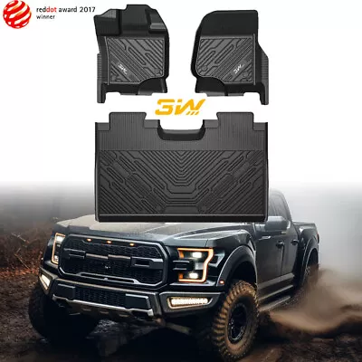 3W Front Rear Floor Mats For 2015-2023 Ford Raptor Ford F150 Super Crew Cab TPE • $109.99