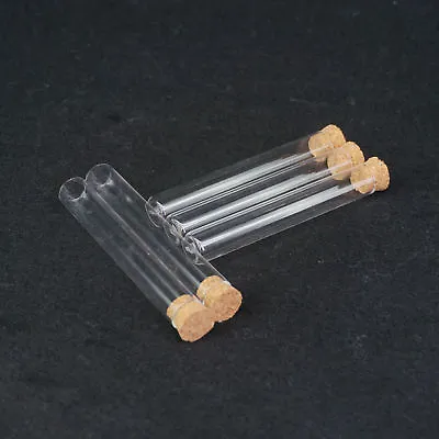 5pcs/lot Transparent Lab Glass Test Tube With Cork Stoppers Flat Bottom Vial Con • $7.44