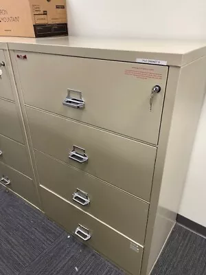 FireKing 4-Drawer Lateral File Cabinet With KEY Fire Rated 38  W X 53  H X 22  D • $1000