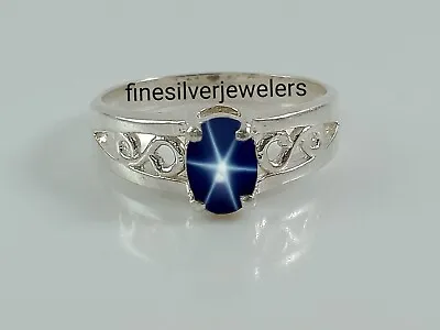 Dainty Star Sapphire Ring Sterling Silver 925 Blue Lindy Star Ring • $34.19