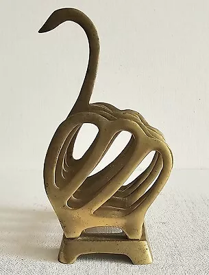 Vintage Solid Brass Swan Letter/Napkin  Holder Mid Century Modern • $39