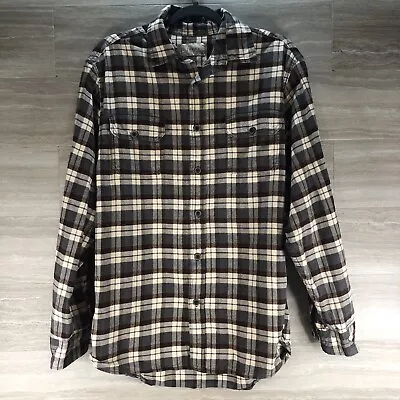 Jachs MFG Men's Flannel Brown Plaid Button Front Shirt Size Medium Long Sleeve • $13.99