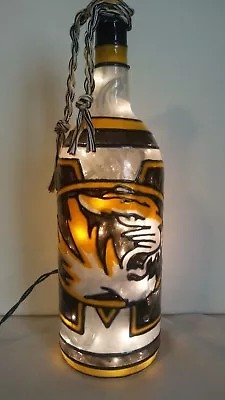 Mizzou Inspiered Hand Painted Wine Bottle Lighted Stained Glass Look • $54.95