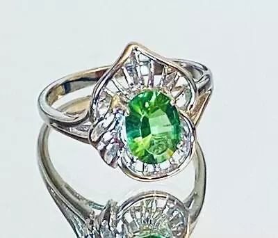 R7542G Mt St Helens Green Helenite 6x8mm 1.2Ct Sterling Silver Ring • $34
