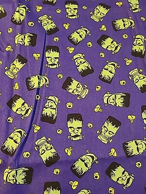 Frankenstein On Purple Fabric $9.99 Per 1/2 Yd. • $9.99