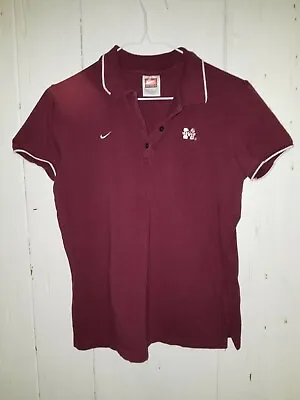 Nike Mississippi State Women's M 8-10 Burgundy Golf Polo Shirt Q4 • $13.99