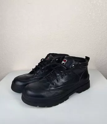 *RARE* Vtg 90s-2000s FILA Low Boots/ Black Leather/ Womens Size 6 1/2 (US) • $150